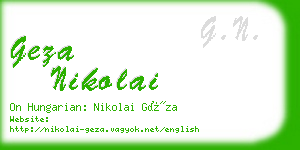 geza nikolai business card